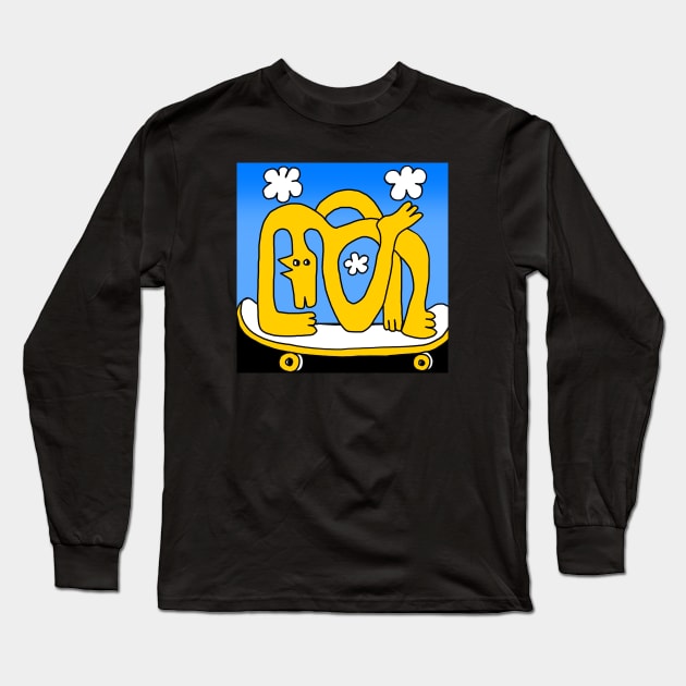 skateboarding dog Long Sleeve T-Shirt by Angel Rivas